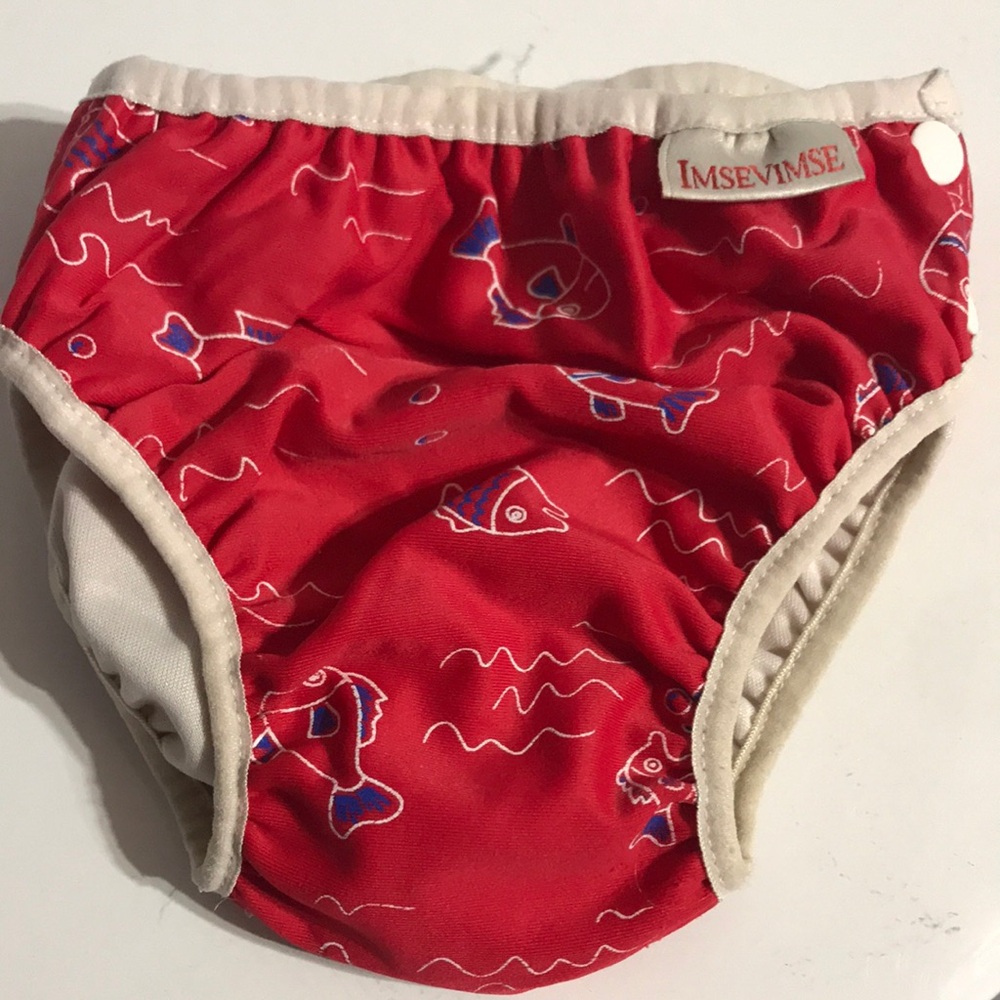 Imse Vimse Red Fish Print Reusable Swim Diaper for Kids